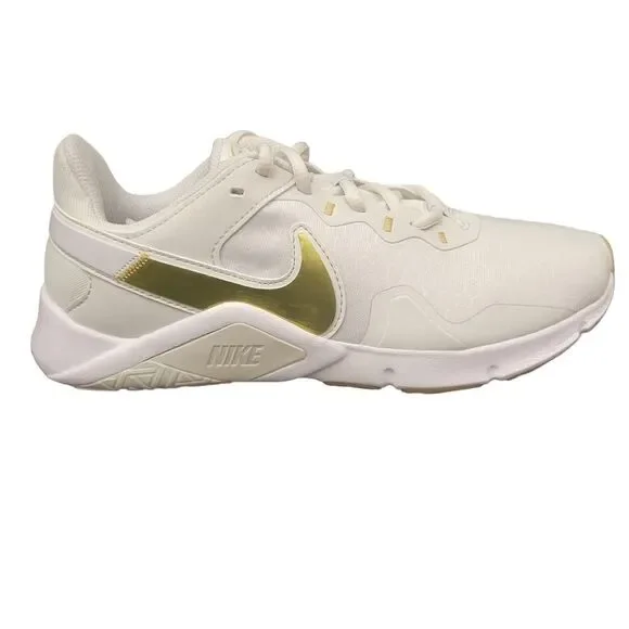 Nike Womens Legend Essential 2 CQ9545-010 White Gold Running Shoes Sneakers - Picture 6 of 7
